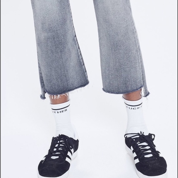 Mother Insider Crop Jean Step Fray Jean Huntress Grey Sz 28 NEW - Picture 3 of 14